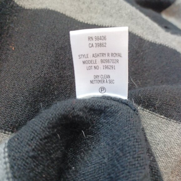 Theory Cashmere Cardigan Ashtry R Royal Black Gray Stripes Open Front Size Small - Picture 9 of 10